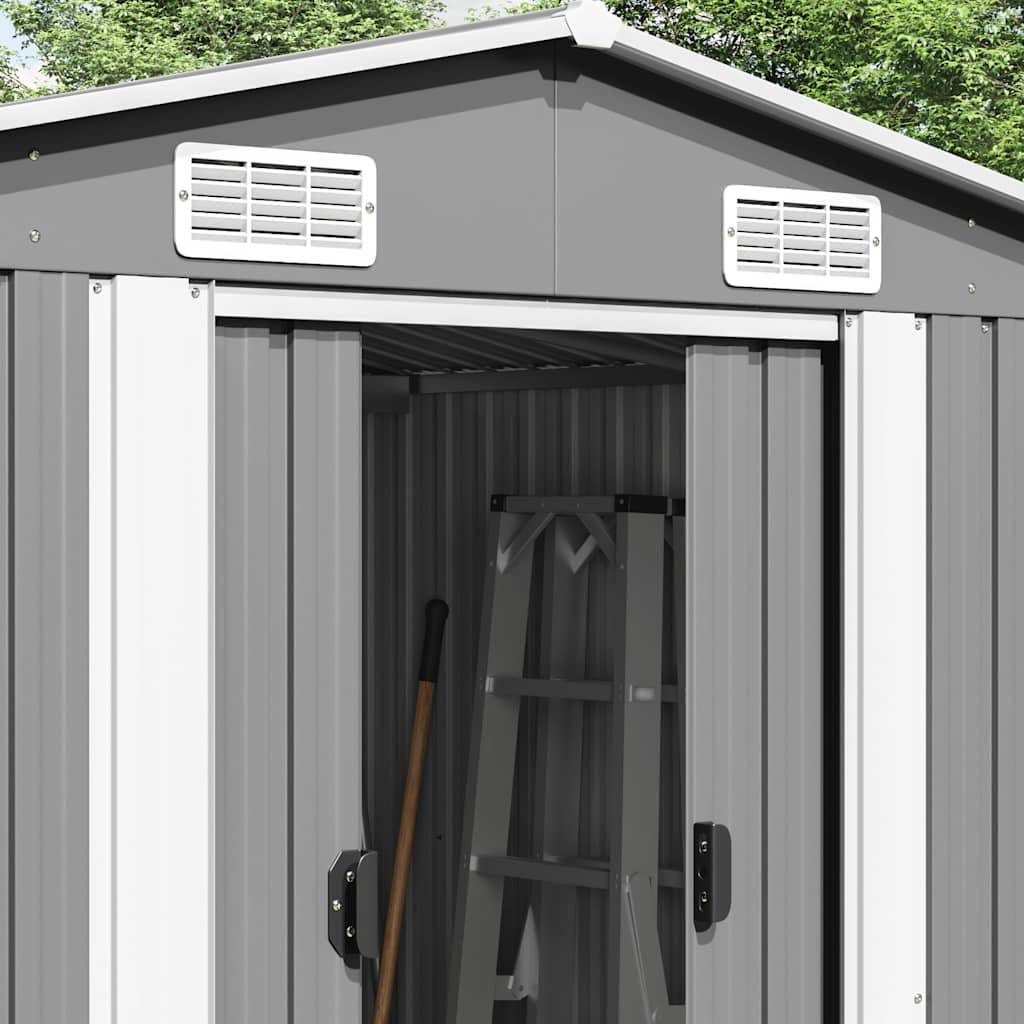 vidaXL Gerätehaus 257x392x181 cm Metall Grau-4