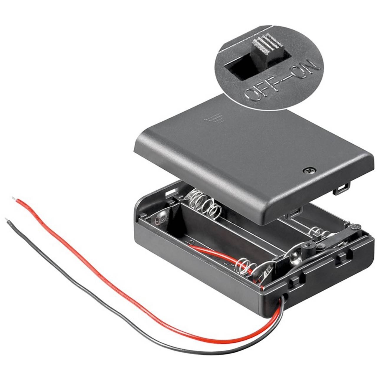 5Stk3x1.5V AA Batterie Box Kartonhalter mit Abdeckung Schalter 6" führen schwarz 