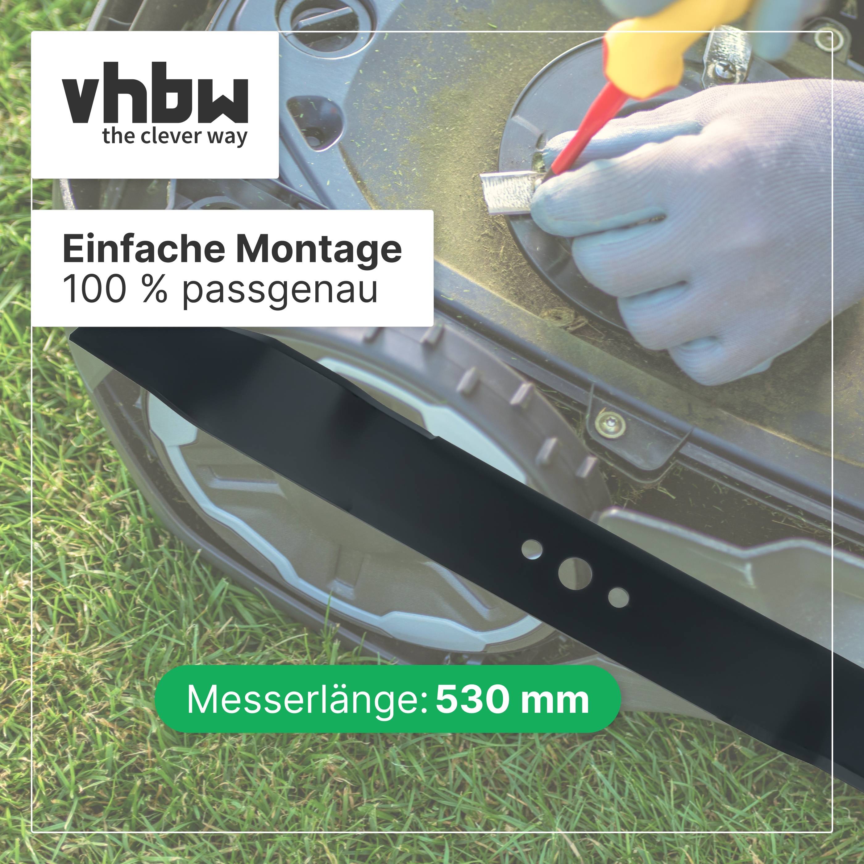 vhbw Ersatz-Messer kompatibel mit McCulloch M53-625DE | M53-650 CMDW, M53-675CMD Rasenmäher - Ersatzklinge Schwarz-2