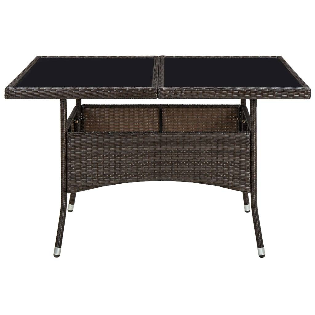 vidaXL Garten-Esstisch Braun Poly Rattan und Glas-2
