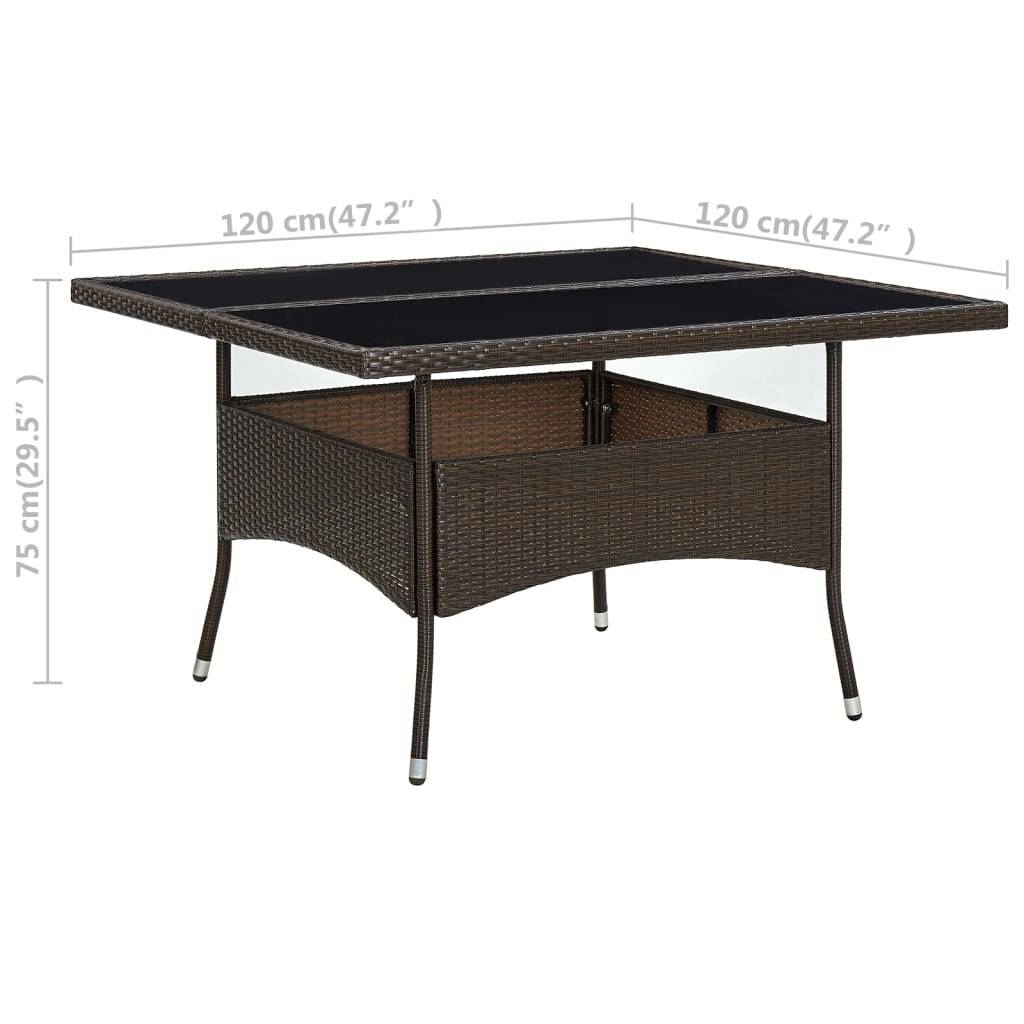 vidaXL Garten-Esstisch Braun Poly Rattan und Glas-4