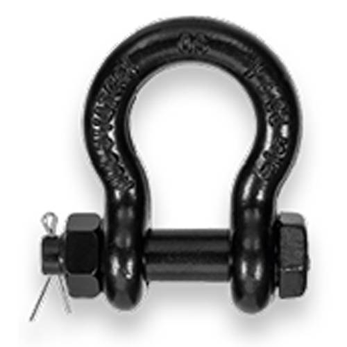 SAFETEX Abriebfeste Schäkel "Blackline" (WLL 2.000kg | geschweifte Form mit 1/2" Bolzen + Mutter + Splint) - schwarz