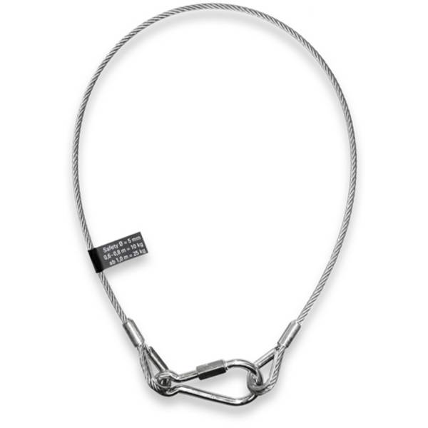 SAFETEX Safety-Sicherungsseil mit Kauschen & Karabinerhaken (DGUV bis 22,0kg | Seil-Ø 6,00mm | verzinkt) - 0,80m