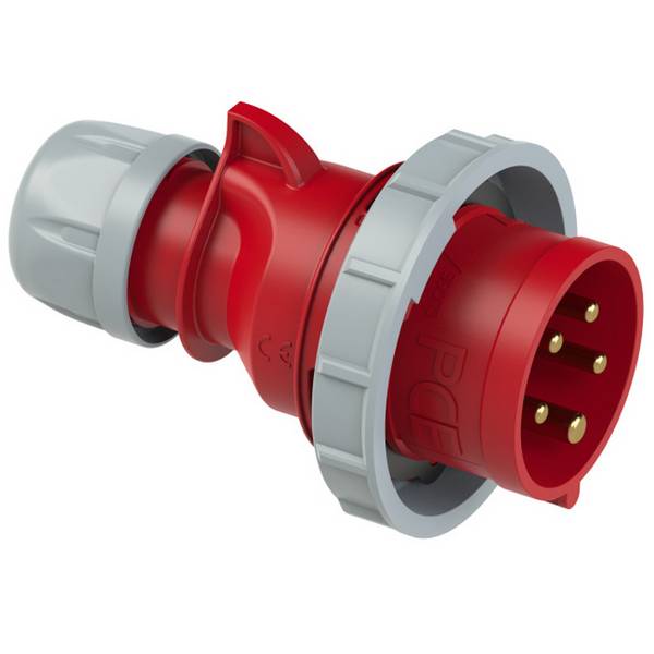 PC ELECTRIC CEE-Stecker "SHARK" mit Schraubklemmen (400V / 32A | 5-polig 6h | IP67) - in rot/grau