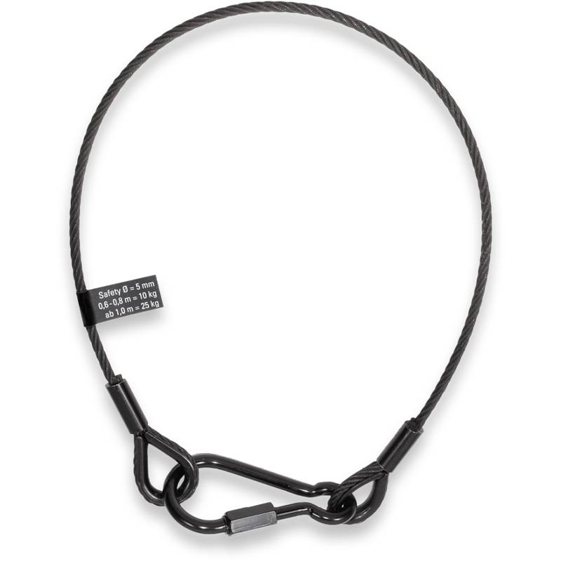 SAFETEX Sicherungsseil "Blackline" mit Kauschen & Karabinerhaken (DGUV bis 5,00kg | Seil-Ø 3,00mm | Konstruktion 7 x 19-0