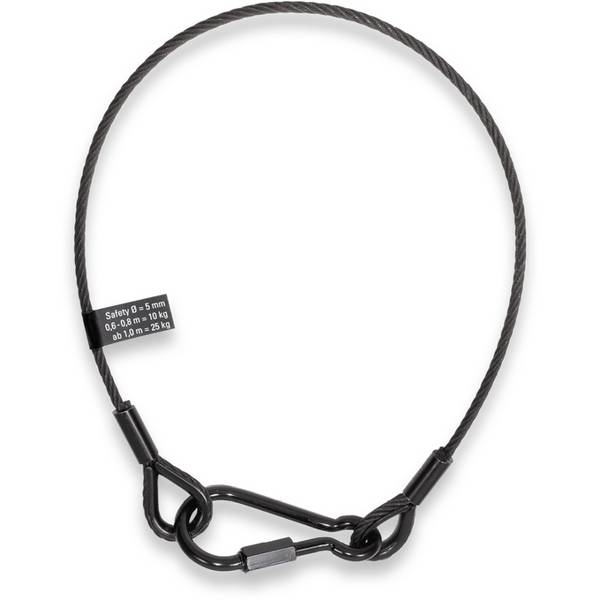 SAFETEX Sicherungsseil "Blackline" mit Kauschen & Karabinerhaken (DGUV bis 5,00kg | Seil-Ø 3,00mm | Konstruktion 7 x 19