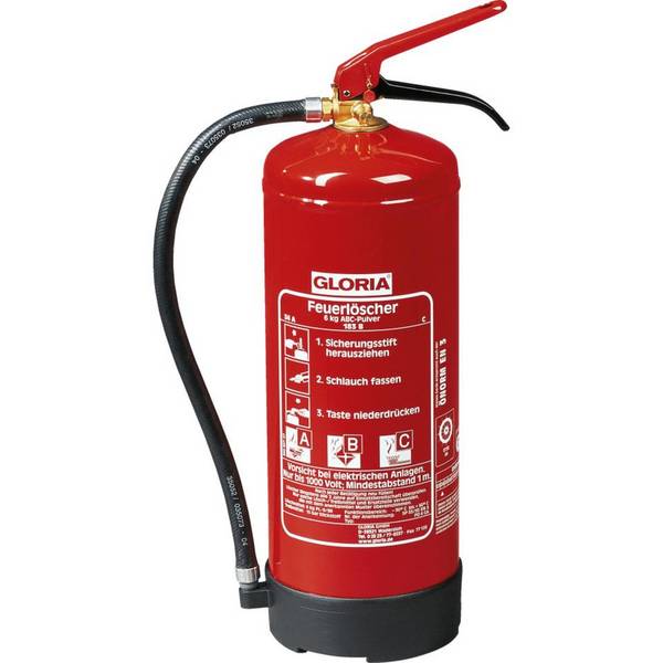 Dauerdruck-Pulverfeuerlöscher PD 6 G A 6kg Brandkl.34 A 233 B C m.Wandh.GLORIA