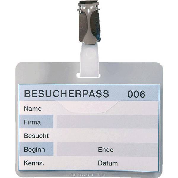 DURABLE Namensschild m.Clip, transparent, Hartfolie, Einsteckschilder, 90x60mm, 25/VE