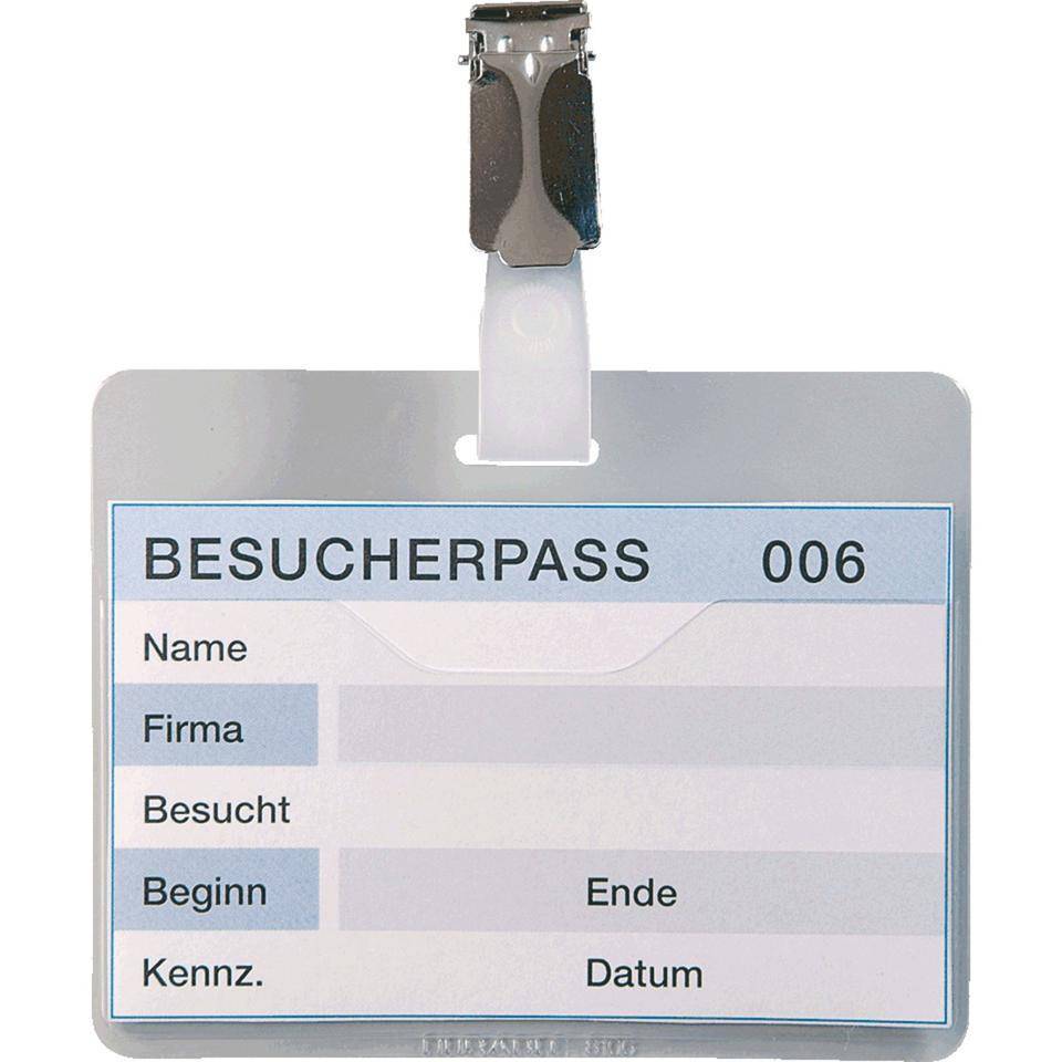 DURABLE Namensschild m.Clip, transparent, Hartfolie, Einsteckschilder, 90x60mm, 25/VE-0