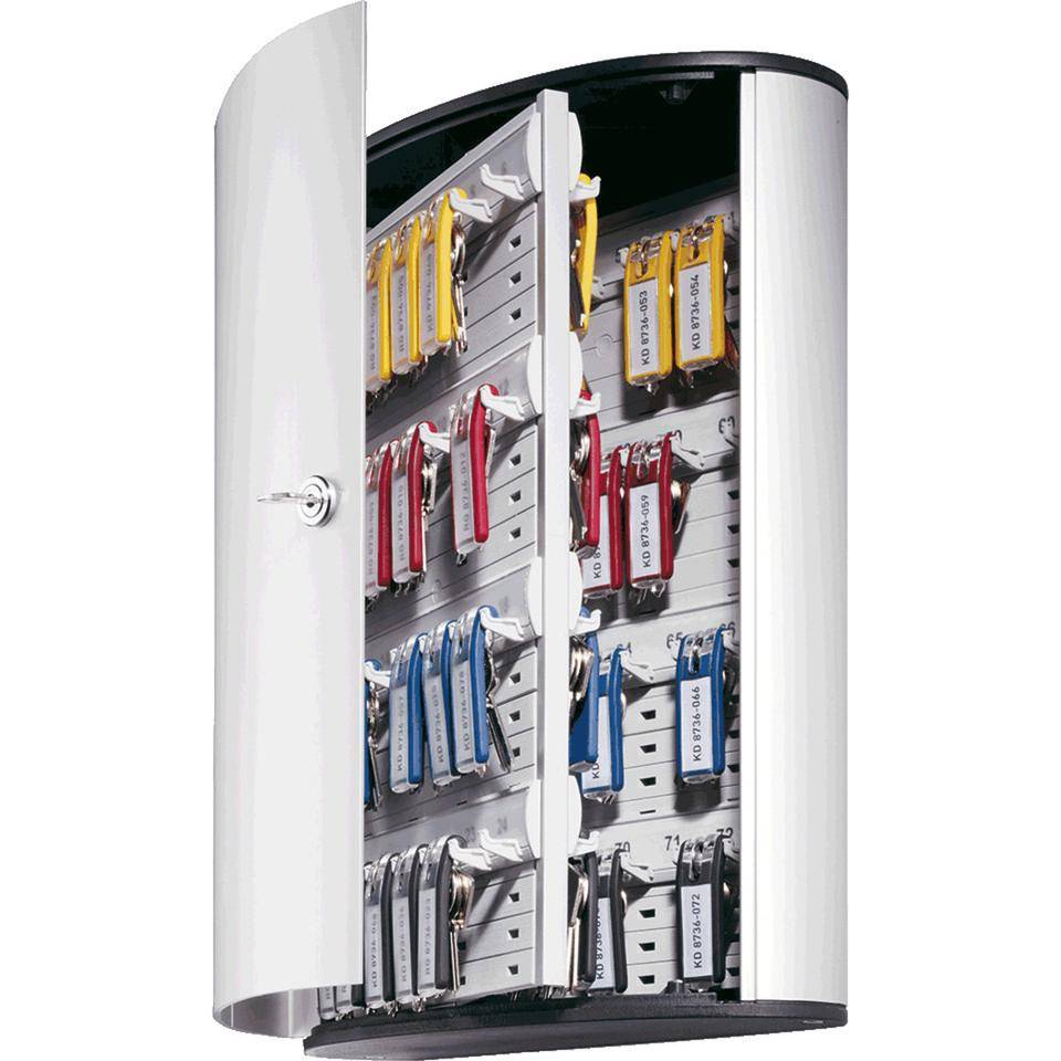Schlüsselschrank Key-Box H400xB302xT118mm 1-türig Zylinderschl.Anz.Hak.72-0