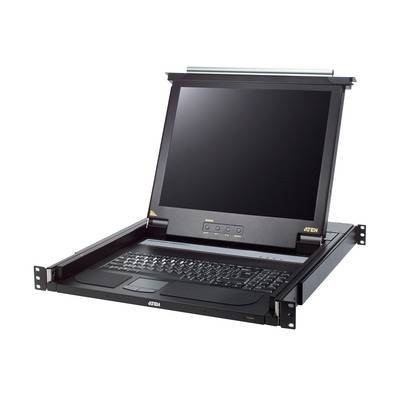ATEN CL1000N DE Single Rail 19"-LCD-Konsole, 19" 1HE, DE-Layout (PS/2-USB, VGA)-0