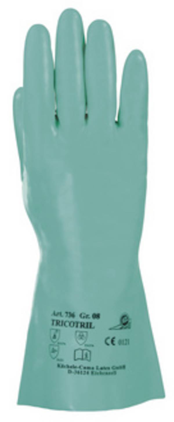 Chemiehandschuh Tricotril 736 Gr.9 grün EN 388,EN 374 Kat.III KCL by Honeywell