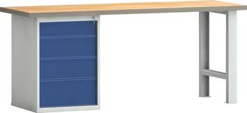 Werkbank PW 700 B2000xT700xH840mm Buche Multiplex lichtgrau enzianblau 4 Schubl.-0
