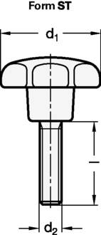 Sterngriff GN 6336.4 Sterngriffschraube Ku.d1 40mm d2 M 8mm l30mm-2