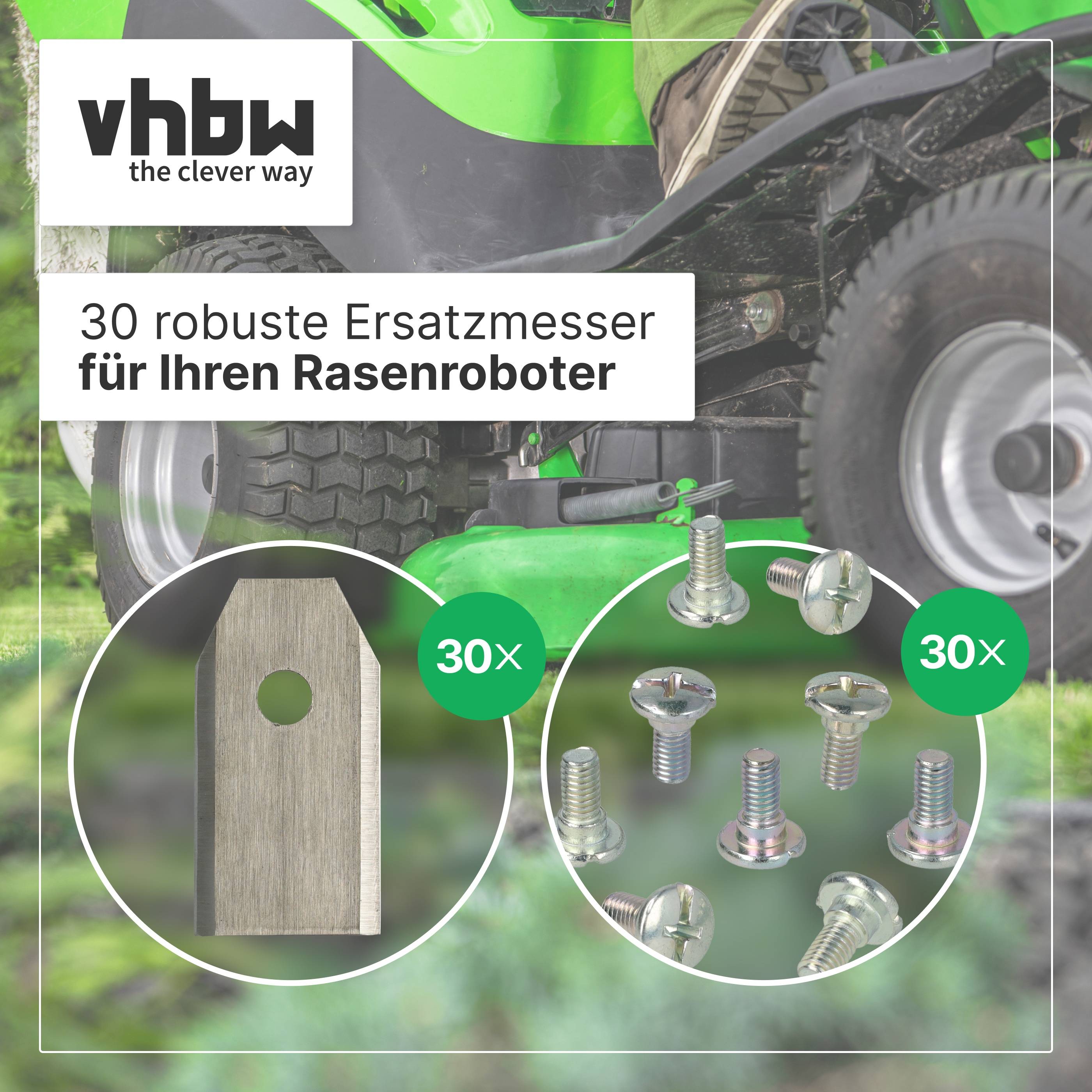 vhbw 30x Ersatz-Messer kompatibel mit Yard Force Classic 500 | Amiro 350, Amiro 400, Amiro 350i Rasenmäher --2