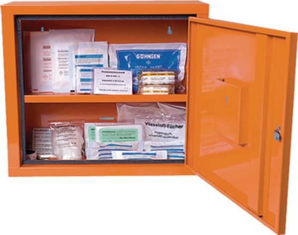 Verbandschrank JUNIORSAFE, Breite 490 mm, Höhe 420 mm, Tiefe 200 mm, orange, 1-t