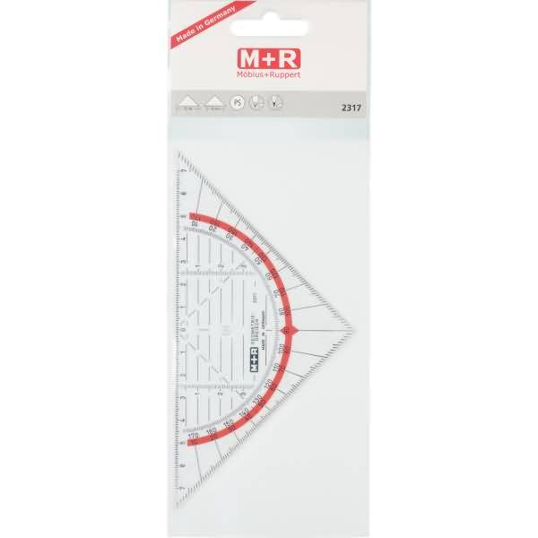 Geometrie-Dreieck 16cm glasklar rot hinterlegt