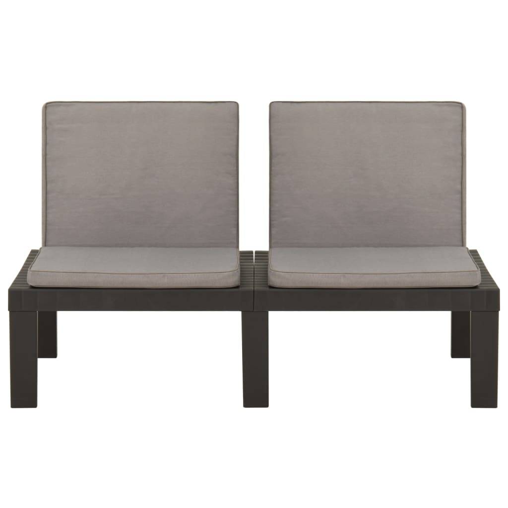 Garten-Lounge-Bank mit Auflagen Kunststoff Grau-1