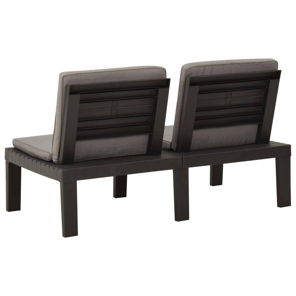 Garten-Lounge-Bank mit Auflagen Kunststoff Grau-2