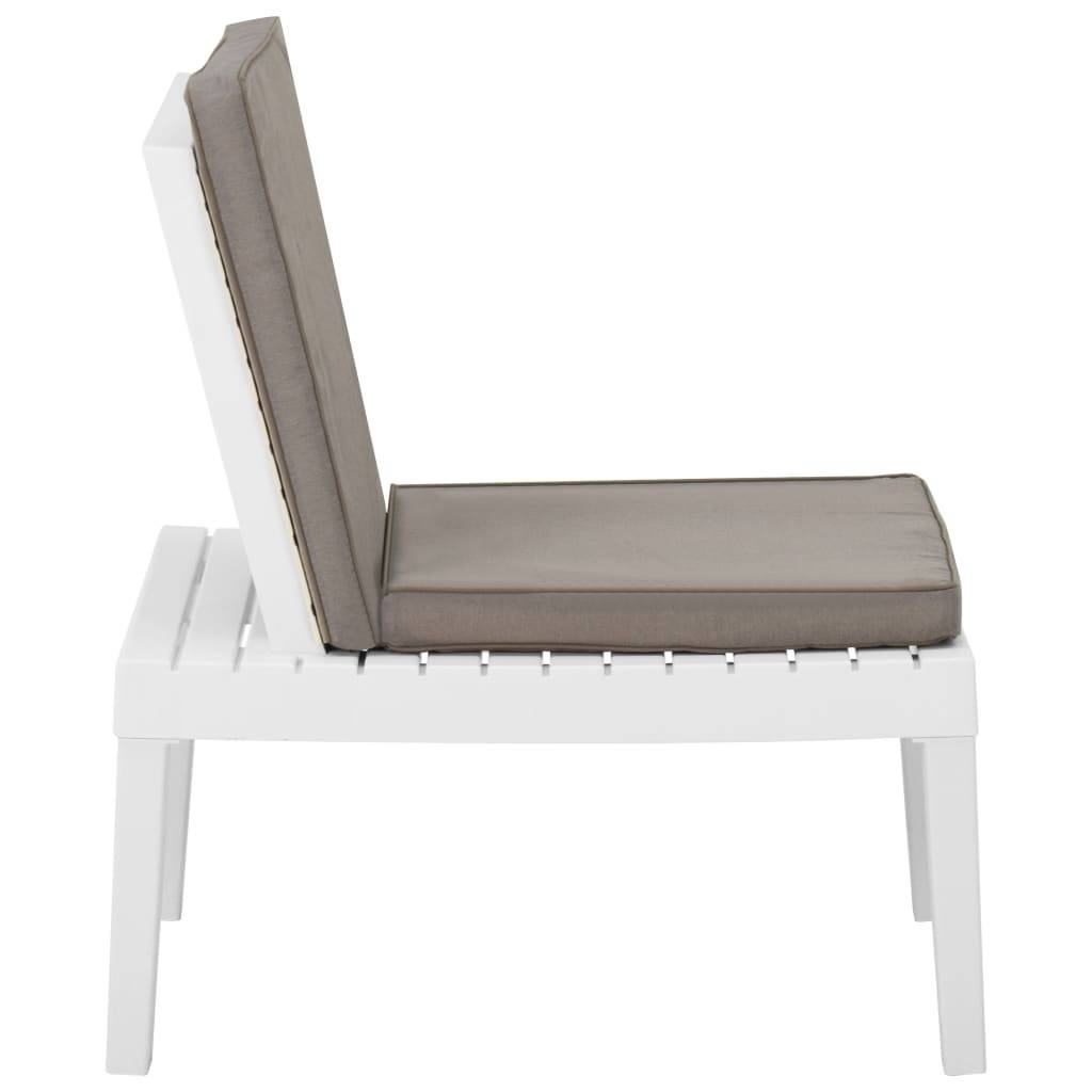 vidaXL Garten-Lounge-Stuhl mit Auflage Kunststoff Weiß-1
