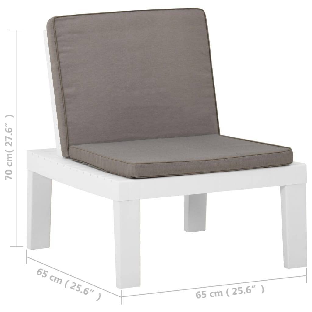 vidaXL Garten-Lounge-Stuhl mit Auflage Kunststoff Weiß-3