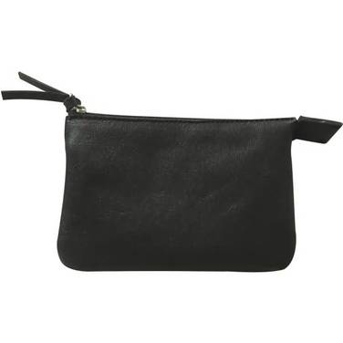 Tasche klein flach Leder mit 2 Fächern 13x9cm schwarz