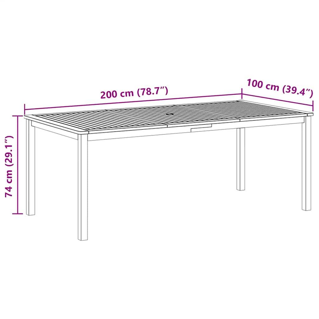 vidaXL Gartentisch 200x100x74 cm Massivholz Akazie-4