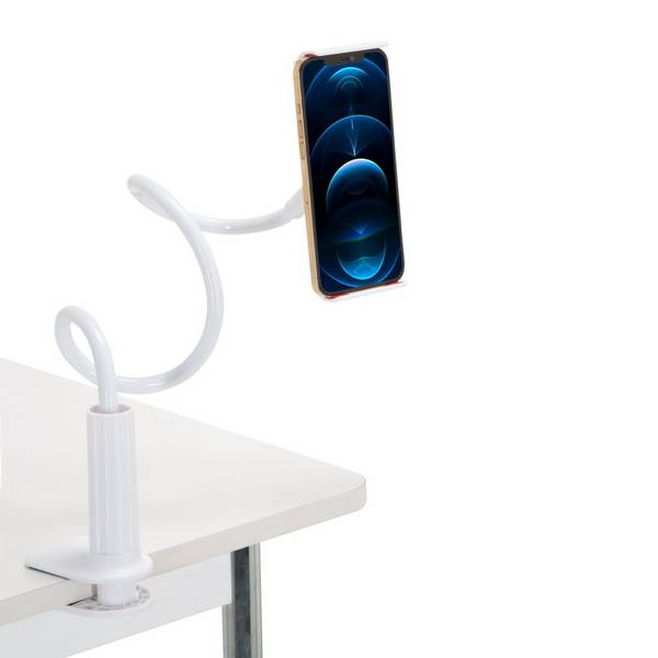 Handyhalterung FLEXMOBI I mit Klemmfuß Schwanenhals ABS Kunststoff weiß hjh OFFICE