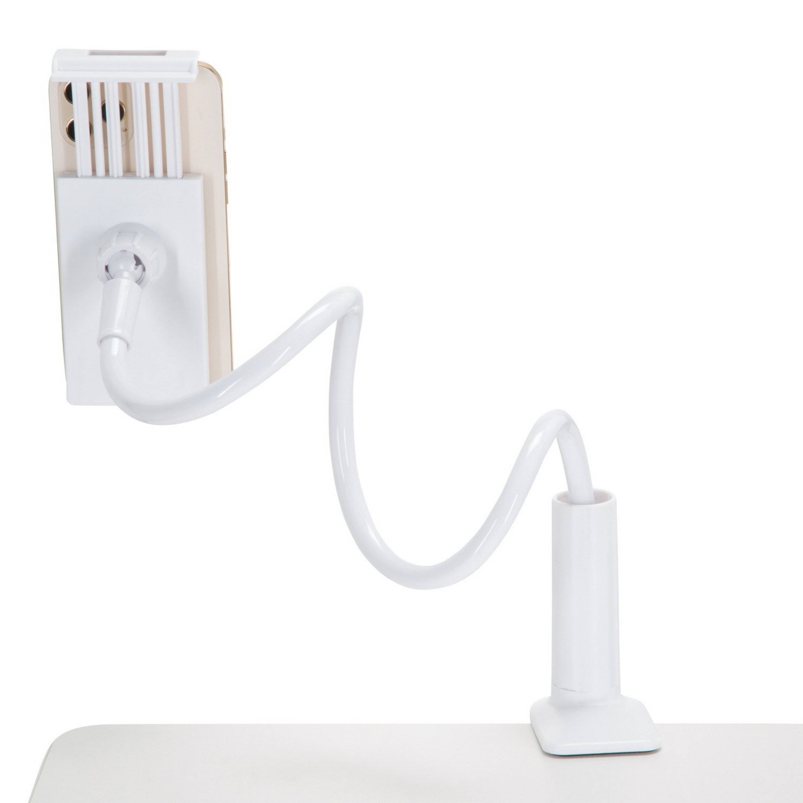 Handyhalterung FLEXMOBI I mit Klemmfuß Schwanenhals ABS Kunststoff weiß hjh OFFICE-2