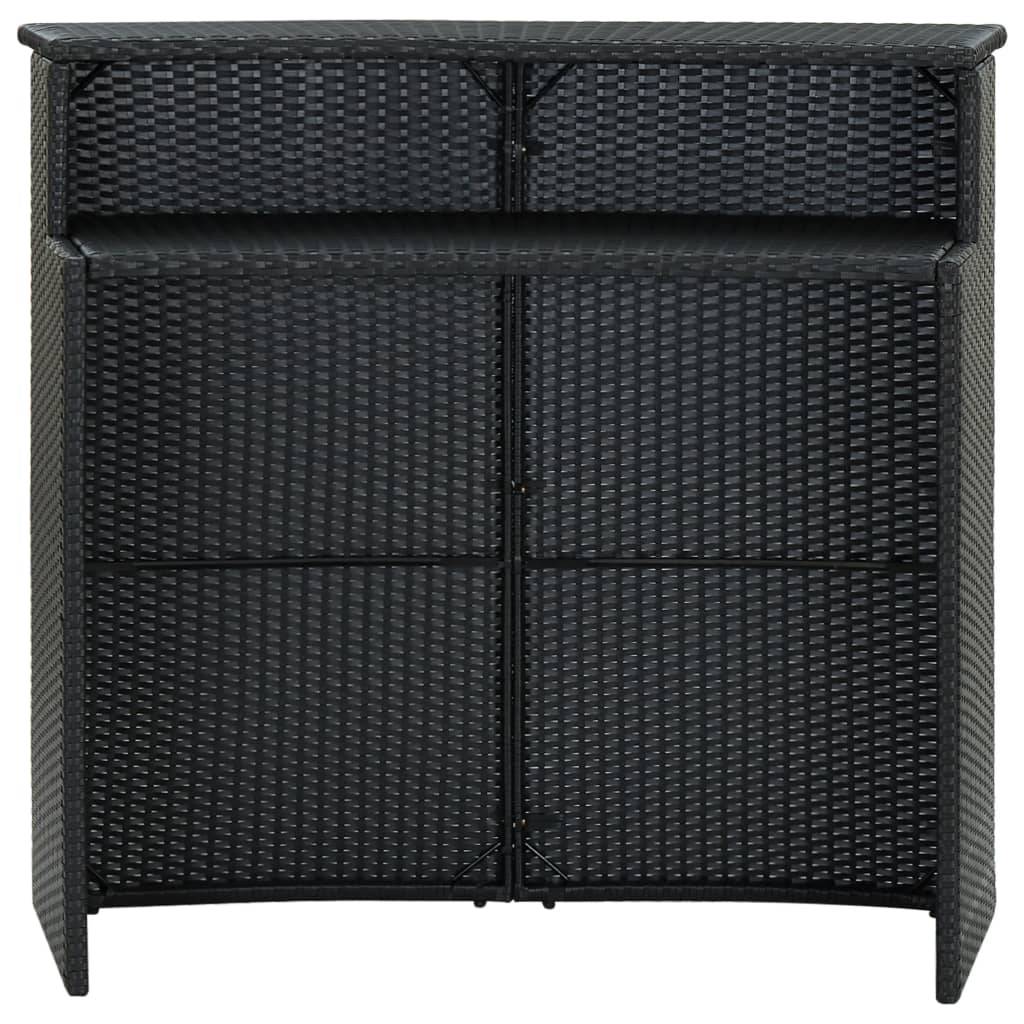 vidaXL Garten-Bartisch Schwarz 120x55x110 cm Poly Rattan-1