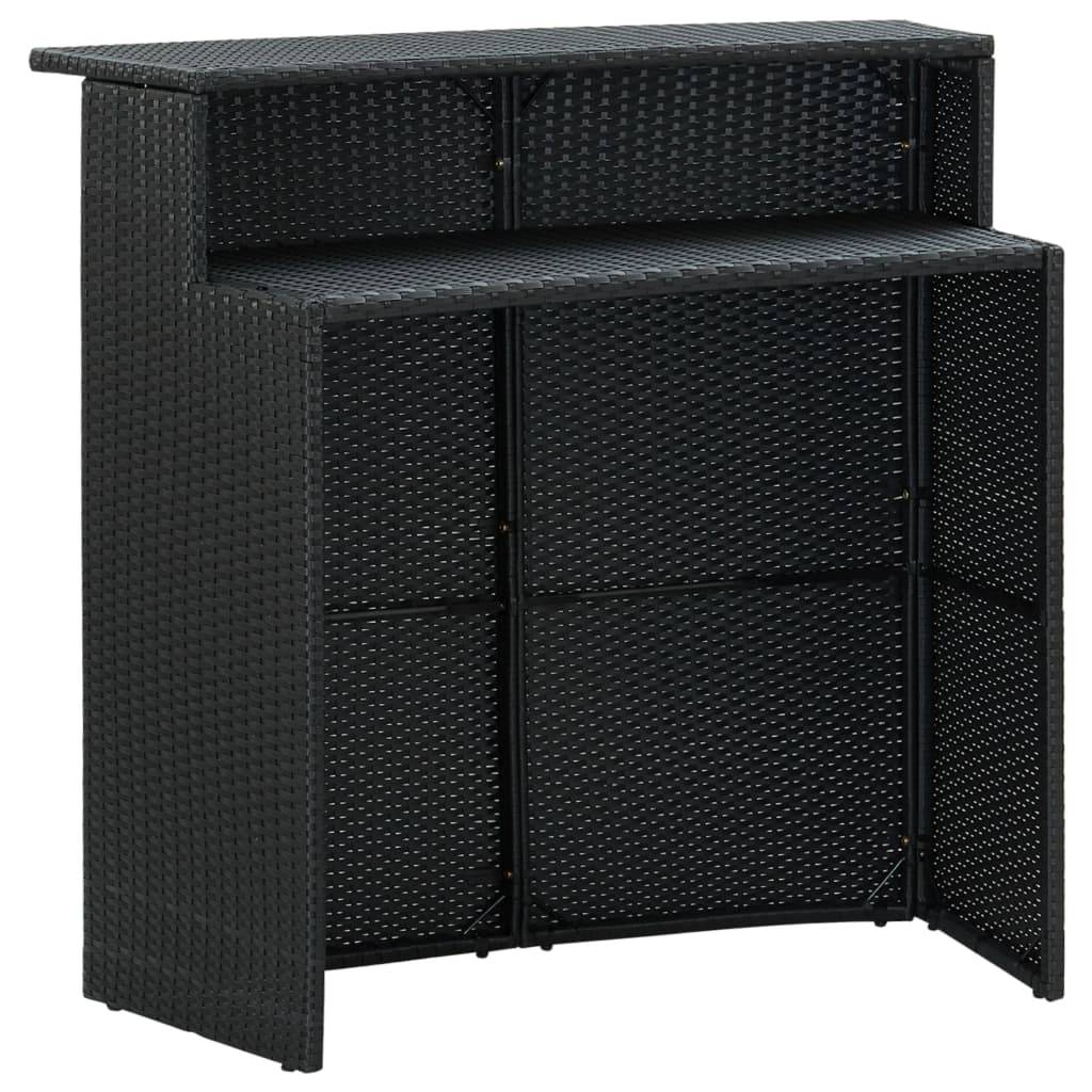 vidaXL Garten-Bartisch Schwarz 120x55x110 cm Poly Rattan-2
