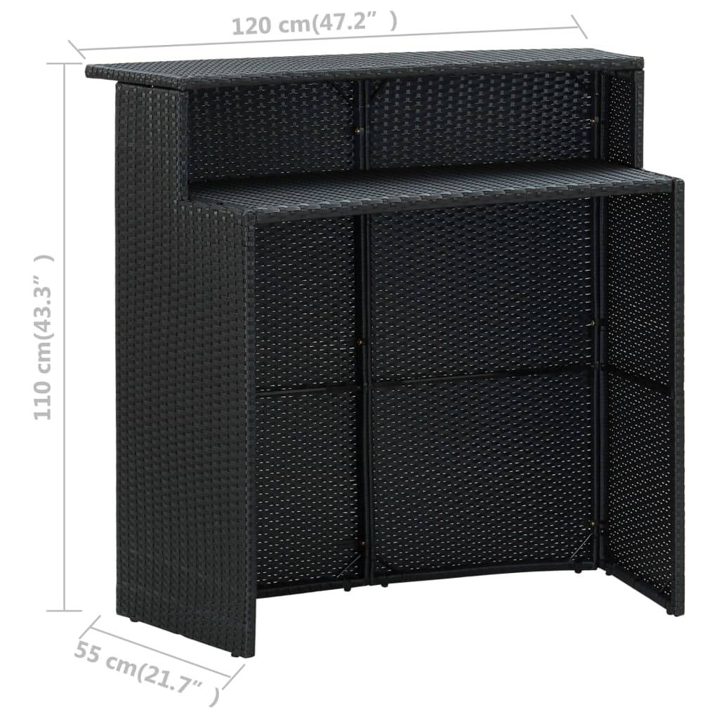vidaXL Garten-Bartisch Schwarz 120x55x110 cm Poly Rattan-4