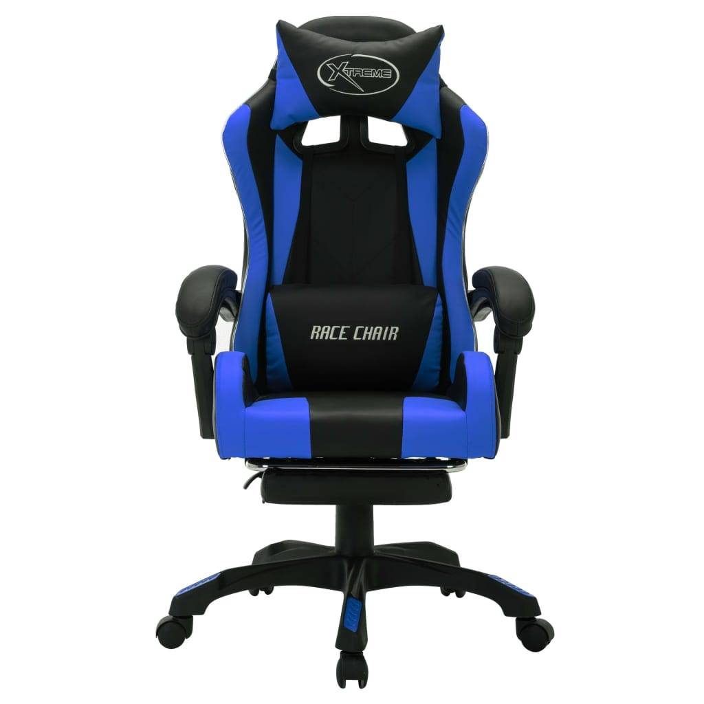 vidaXL Gaming-Stuhl mit RGB LED-Leuchten Blau und Schwarz Kunstleder-3