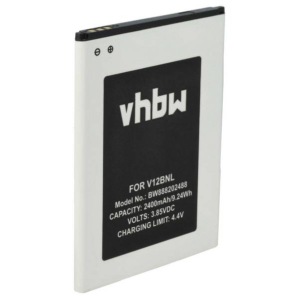 vhbw Akku kompatibel mit Wiko W-V600 | Tommy 3 plus, Harry 2, View Handy Smartphone Telefon (2400 mAh, 3,85 V, Li-Ion)