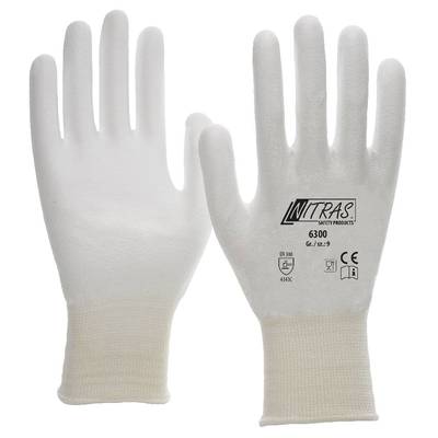 NITRAS Schnittschutzhandschuhe, weiß, PU-Beschichtung, teilbeschichtet auf Innenhand und Fingerkuppen, weiß, EN 388, Grö