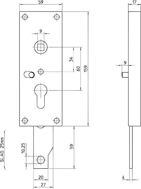 Garagentor-Schloss Bever 8004 PZ60/9 unten schl.-2