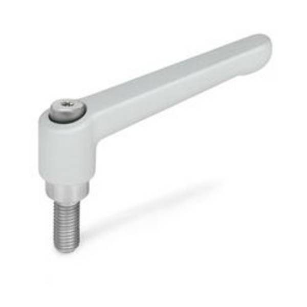 GN 300.1-108-M16-40-SR Klemmhebel mit Edelstahleinsatz AG, RAL 9006 silber