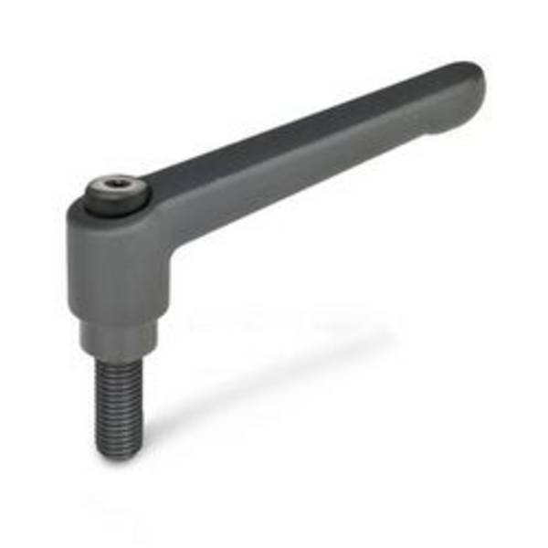 GN 300-63-M6-16-SW Klemmhebel mit Schraube, verstellbar AG, RAL 9005 schwarz