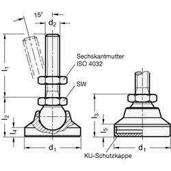 Gelenkfüße, Edelstahl, mit Verstellspindel-1