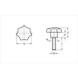 Sterngriffschrauben, Kunststoff, Gewindestift Stahl-1