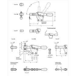 Schnellspanner, Stahl, Spannhebel horizontal, mit senkrechtem Fuß-1