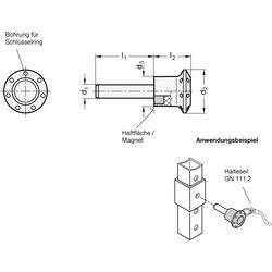 Steckbolzen, Edelstahl, mit Axialsicherung (magnetisch)-1