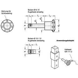 Steckbolzen, Edelstahl, mit Axialsicherung (Kugelraste)-1