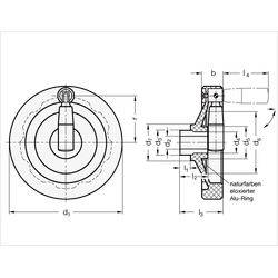 Umleggriff-Handräder, Kunststoff, Buchse / Umlegmechanik Stahl-1