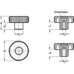 Kordelgriffe, Kunststoff, Abdeckkappe farbig-1