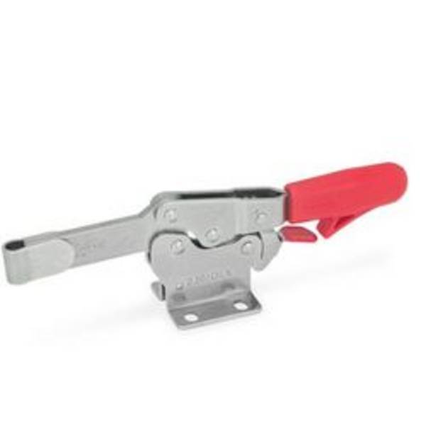 Schnellspanner, Edelstahl, Spannhebel horizontal, mit Verriegelung, mit waagrechtem Fuß