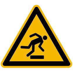 Warnschild, Warnung vor Stolpergefahr, Folie, Seitenlänge 100 mm, DIN EN ISO 7010-0