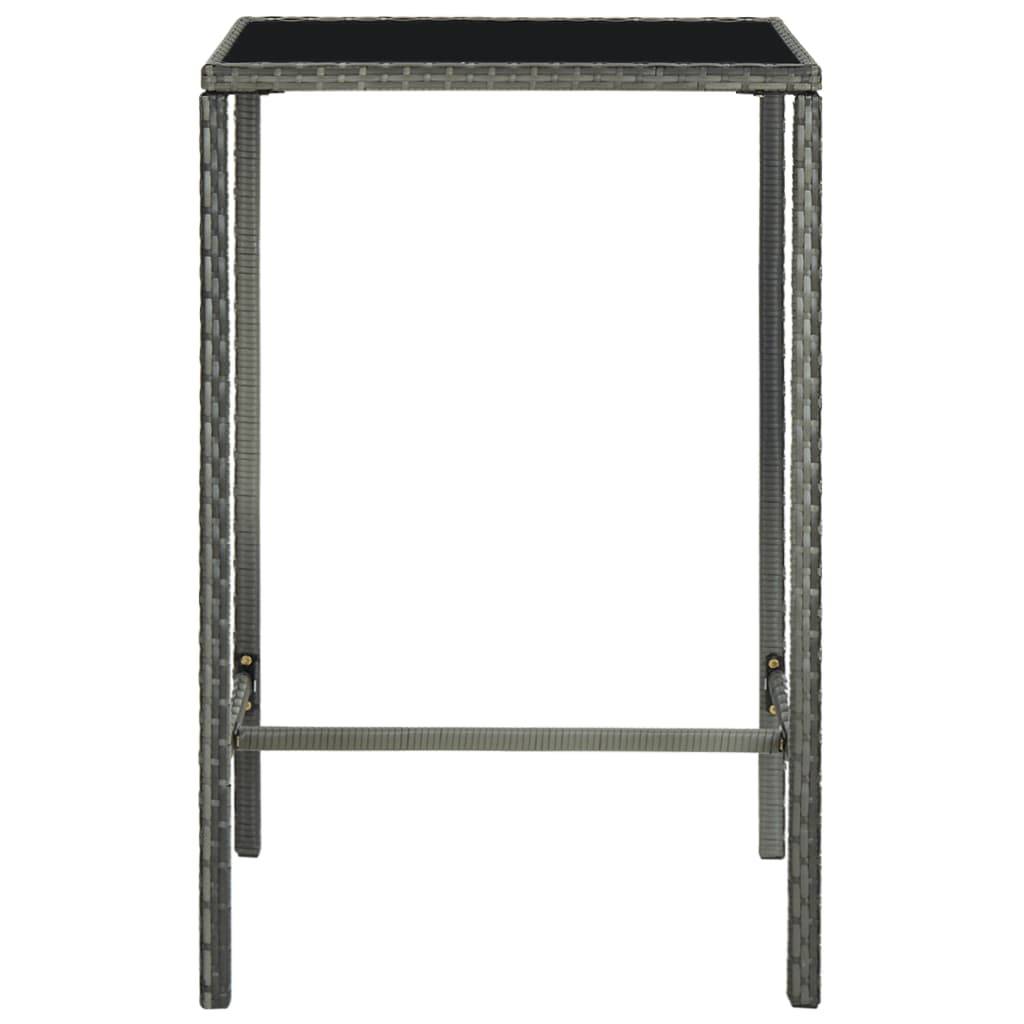 vidaXL Garten-Bartisch Grau 70x70x110 cm Poly Rattan und Glas-1