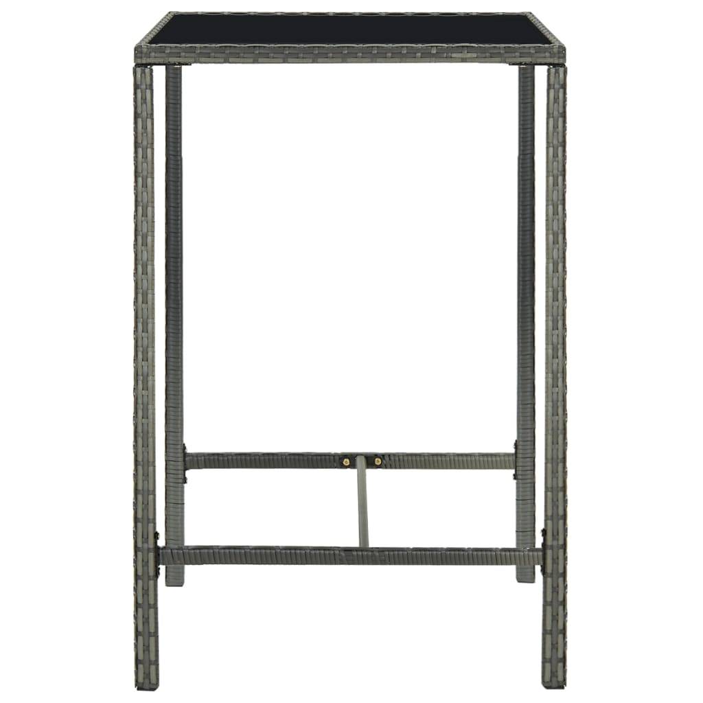 vidaXL Garten-Bartisch Grau 70x70x110 cm Poly Rattan und Glas-2