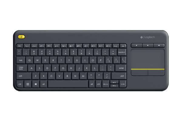 Logitech K400 Plus, Mini, Kabellos, RF Wireless, QWERTY, Schwarz